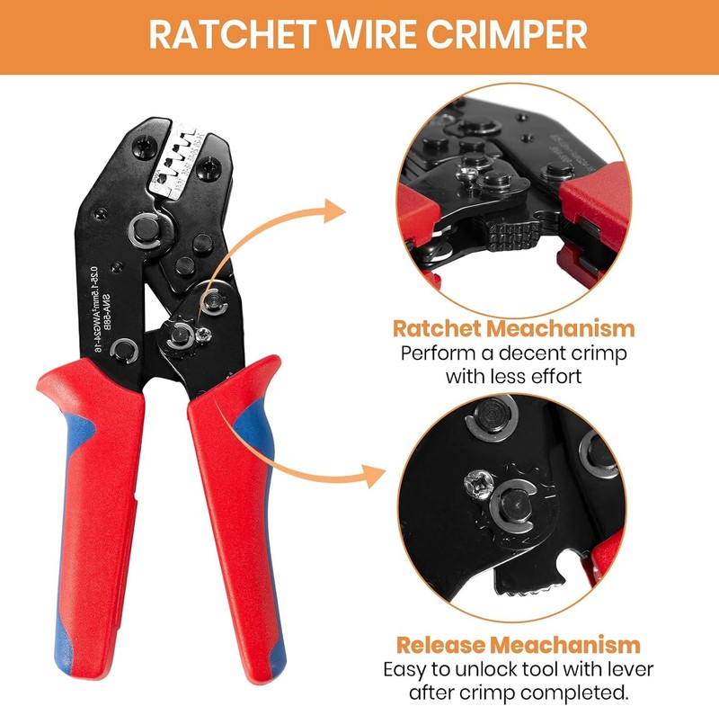 Wire Crimping Tool with Ratchet, Amliber Ratchet Wire Crimper Tool for Open gallery