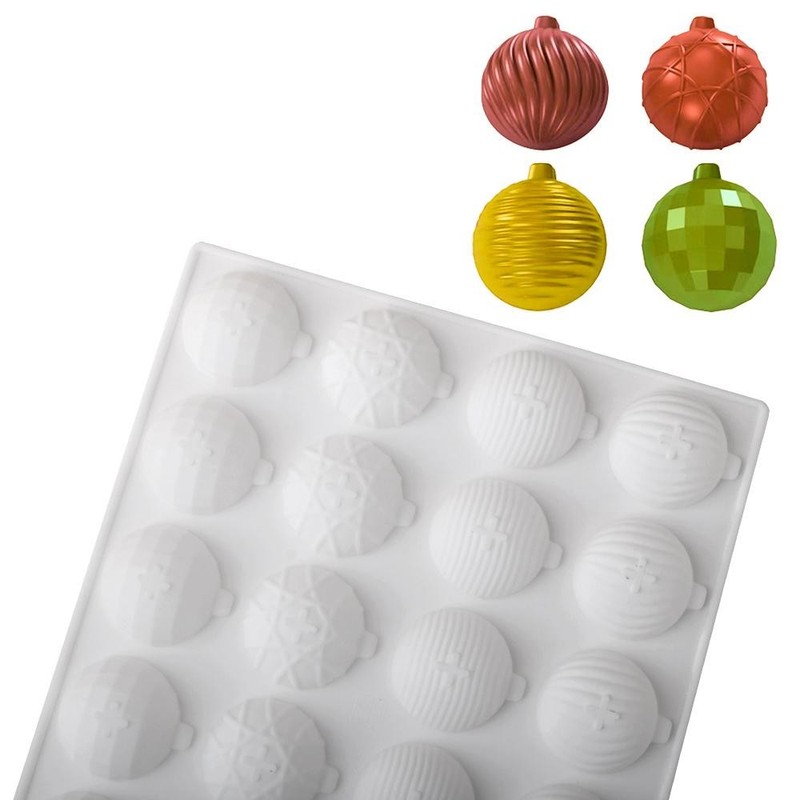 Silicone 28-cell Christmas Lantern Decorative Ball Design Chocolate Mold Candy gallery