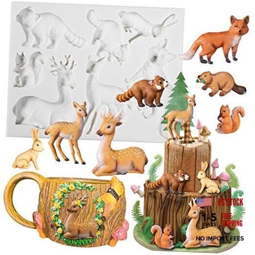 Woodland Animal Fondant Silicone Mold Fox Woodland Animals 7-cavity#3767