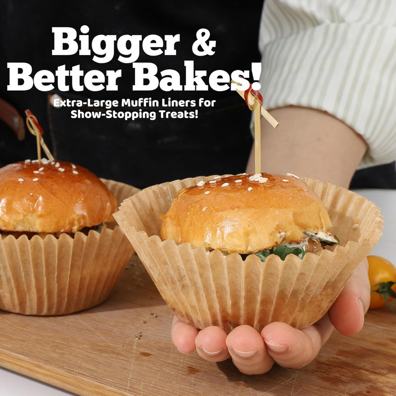 Cupcake Liners & Muffin Liners - JUMBO, NON STICK, THICK Parchment Paper for Bak gallery