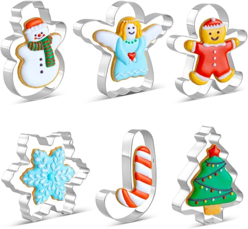 Christmas Cookie Cutter Set – 6 Pieces Christmas Cookie Cutter Shapes, Stainless