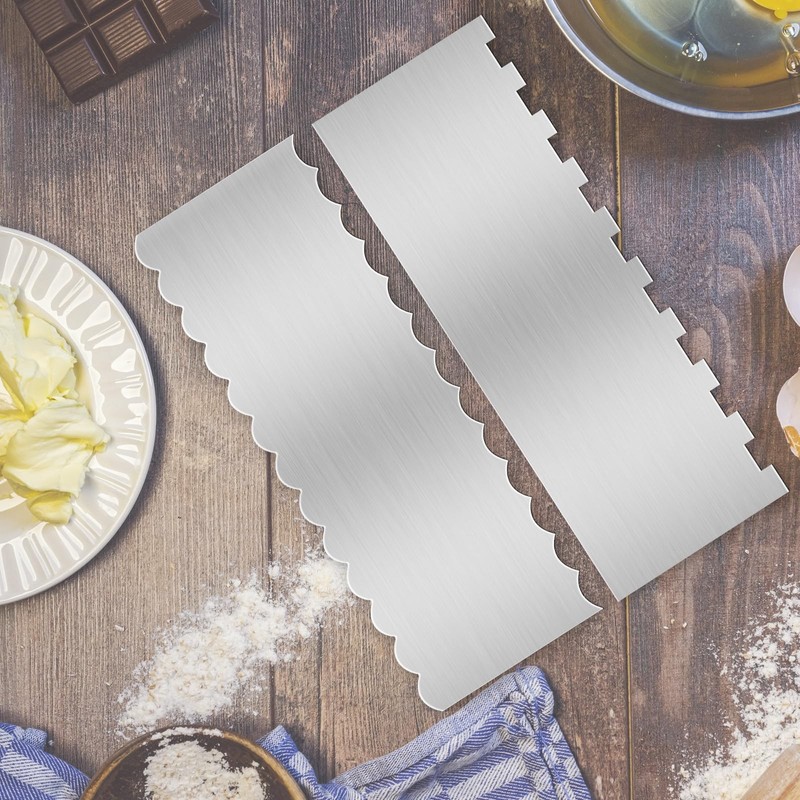 Stainless Steel Cake Scraper, 9 Inch Large Double Sided 9 Inch, Silver gallery