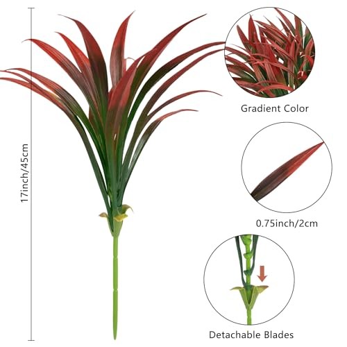 20 Pcs Fake Outdoor Plants Artificial Grass Greenery Stems Faux Plastic Red gallery
