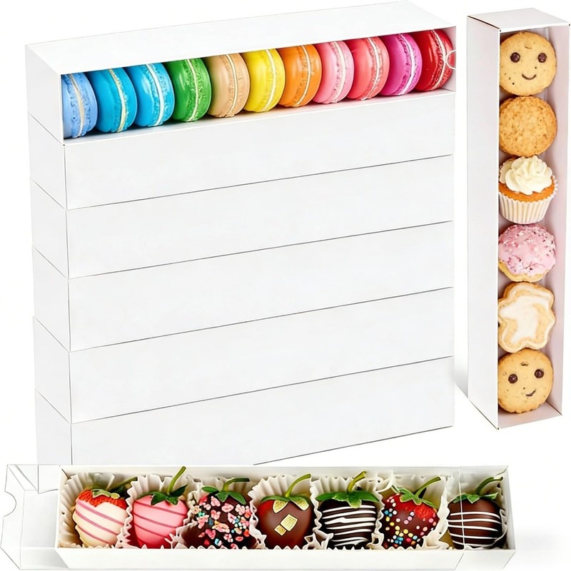 10Pack 12×2.36×2 Inch Chocolate Covered Strawberry Boxes with Clear Lids, Dra…