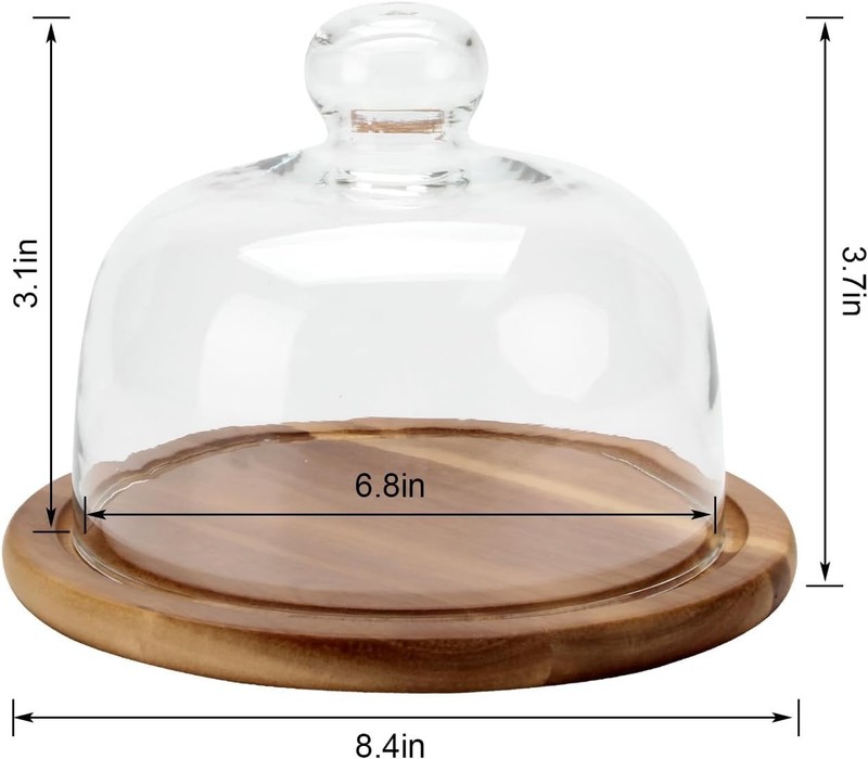 8.6 Inch Cake Stand with Glass Dome for Desserts, Fruit, and Appetizers gallery