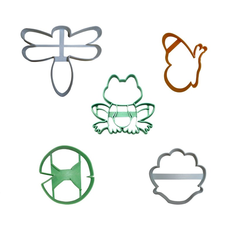 FROG REFLECTING POND THEME SET OF 5 COOKIE CUTTERS MADE IN USA PR9047