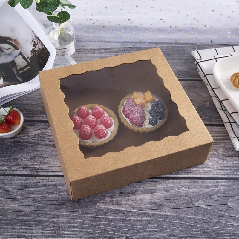 MORE [25pcs] 10inch Brown Natural Kraft Bakery Pie Boxes With PVC Windows,Lar... gallery