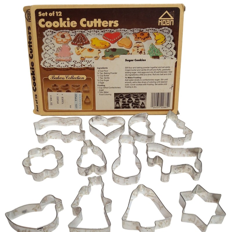Vintage HOAN Set of 12 Cookie Cutters Bakers Collection Holiday Baking gallery