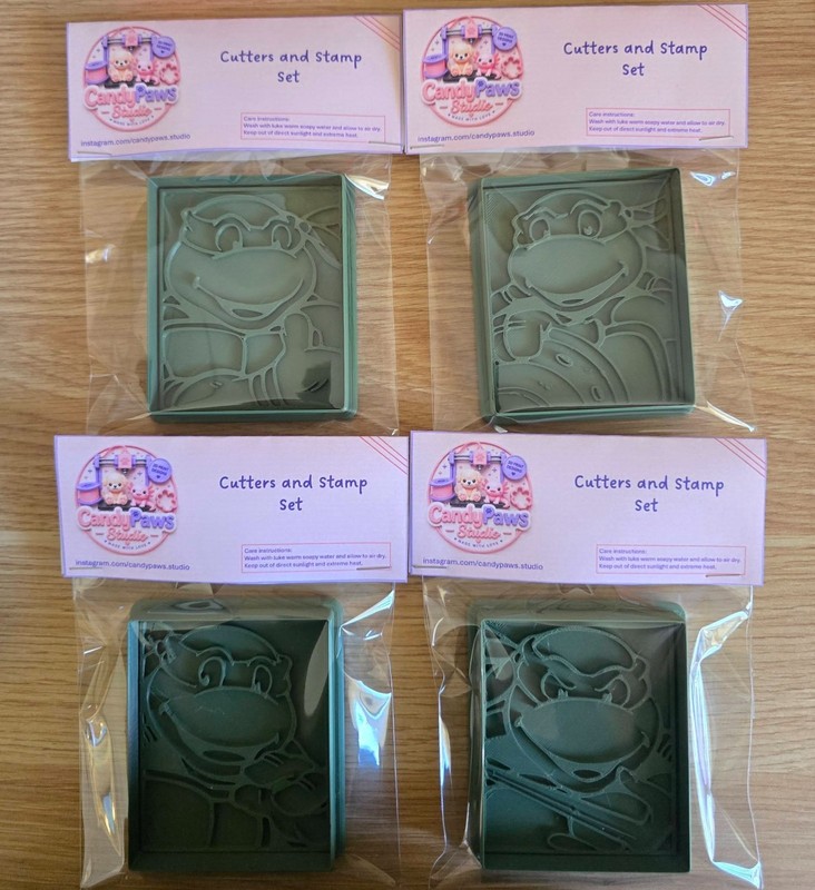 Ninja Turtles Theme 3D Printed Stamp and Cutter Set for cookies and playdoh gallery