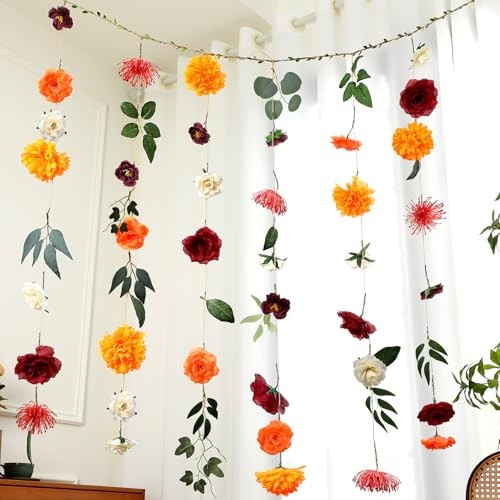 Tegeme 6 Pcs Flower Garlands 19.7 ft Artificial Wildflower Garland Streamers gallery