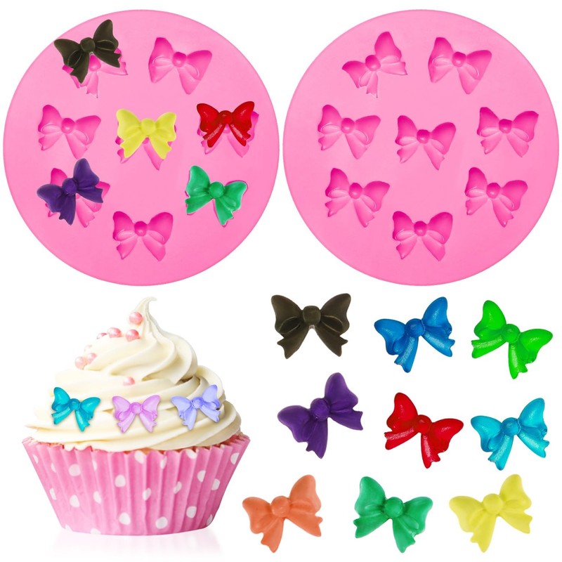 2 Pieces Bows Silicone Mould Fondant Sugar Candy Bow Molds Chocolate Candy Ba…