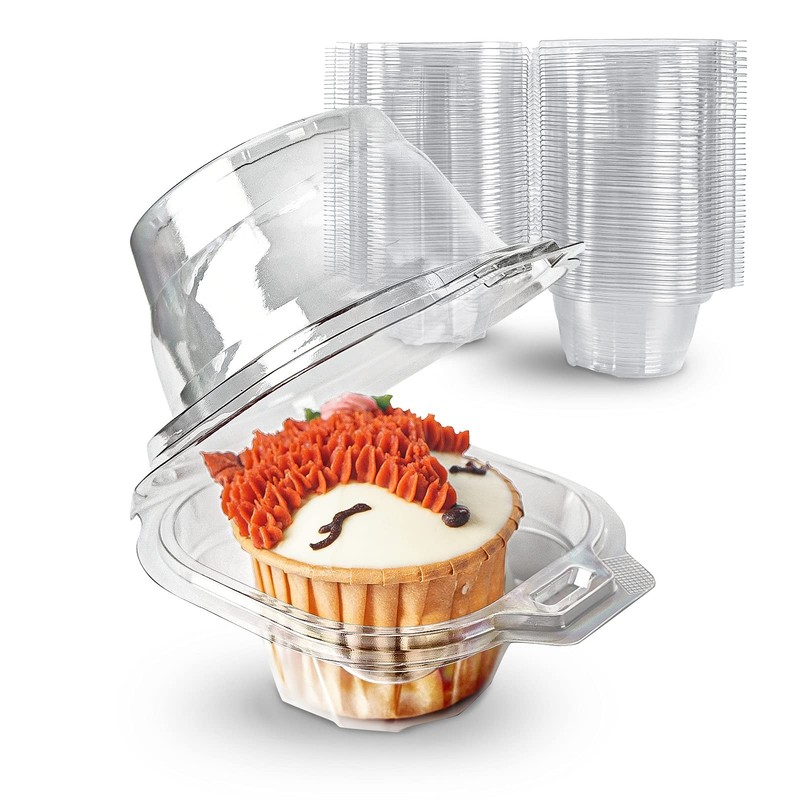 100 Packs Individual Cupcake Containers Stackable Single Compartment Cupcake …