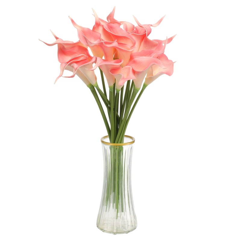 20pcs Artificial Calla Lily Fake Silk Flowers for Home Decor, White Pink
