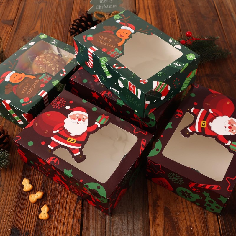 24 Pack Christmas Cookie Boxes (8.25x6x2.75 Inch), Christmas Treat Boxes for ... gallery