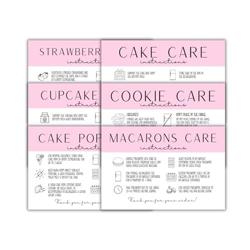 Bakery Care Instruction Cards 60pk 10 pcs Each Design 4x6” Cupcakes, gallery