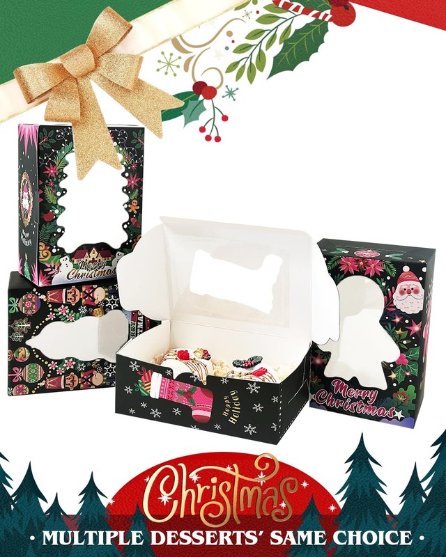 24 Pack Christmas Cookie Boxes With Window 6x8x2.7 Inch Bakery Pastry Box gallery