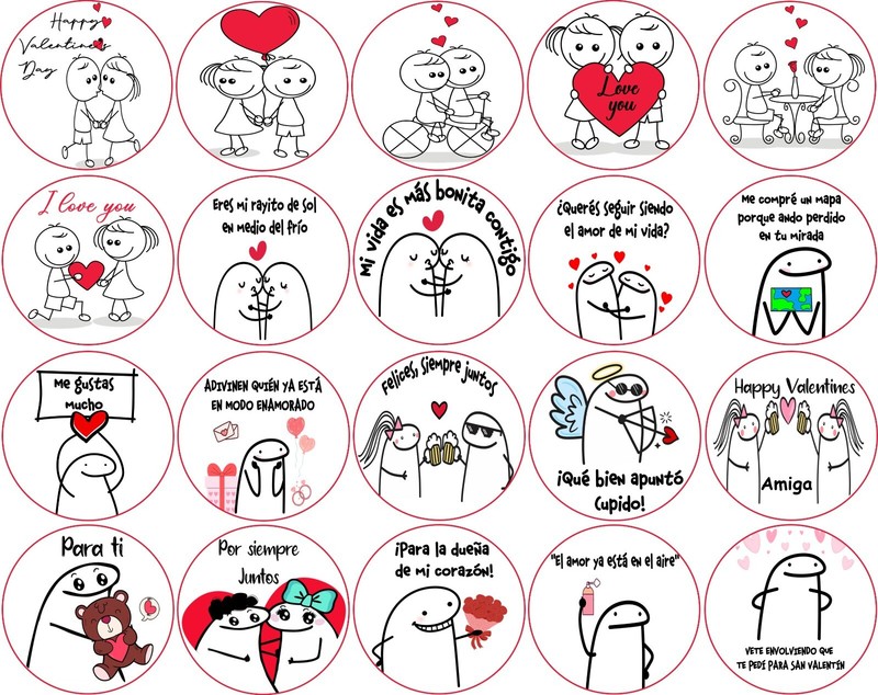 Papel de azúcar ( Valentine’s Day ) 20 imágenes de 1.81″ Redondo