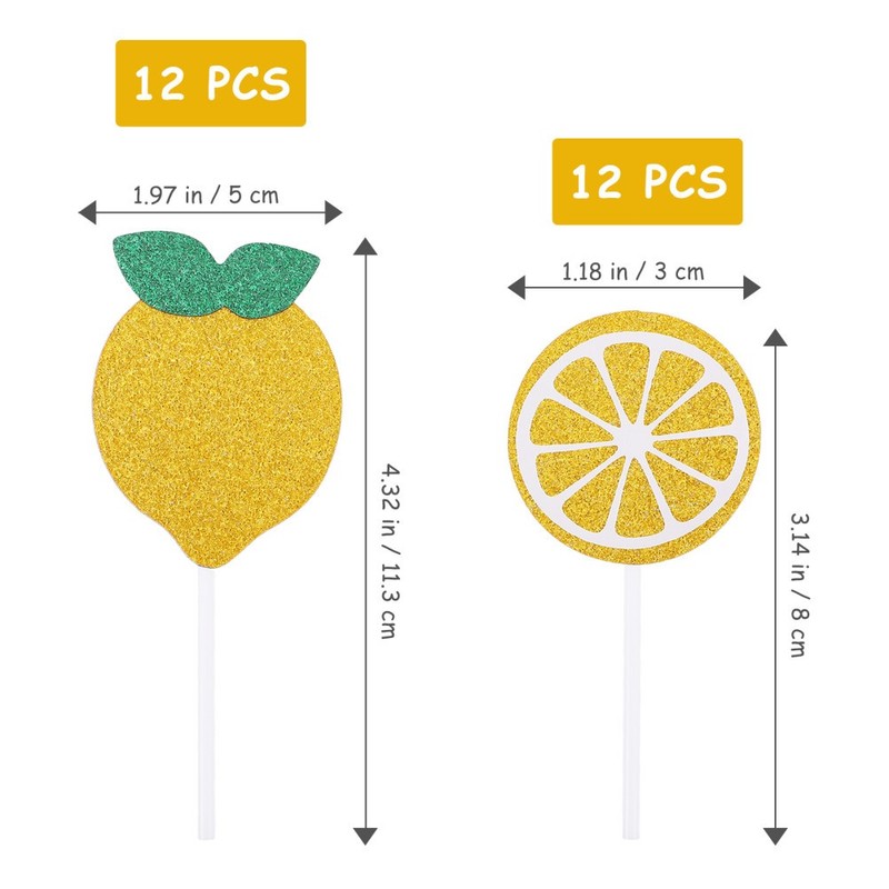 24pcs Cupcake Topper Yellow Birthday Party Decorations gallery