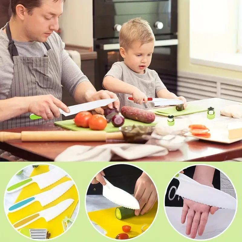 Kids Cooking Cutter Set Plastic Knife Toddler Safe Fruit Cake Diy Kitchen Tools gallery