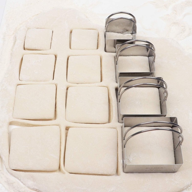 Square Biscuit Cutter Set 4 Pieces/Set, Stainless Steel Cookies Cutter with H... gallery
