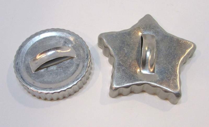 Vintage 1960’s Aluminum Christmas Star Shaped and Circle 2″ Round Cookie Cutter