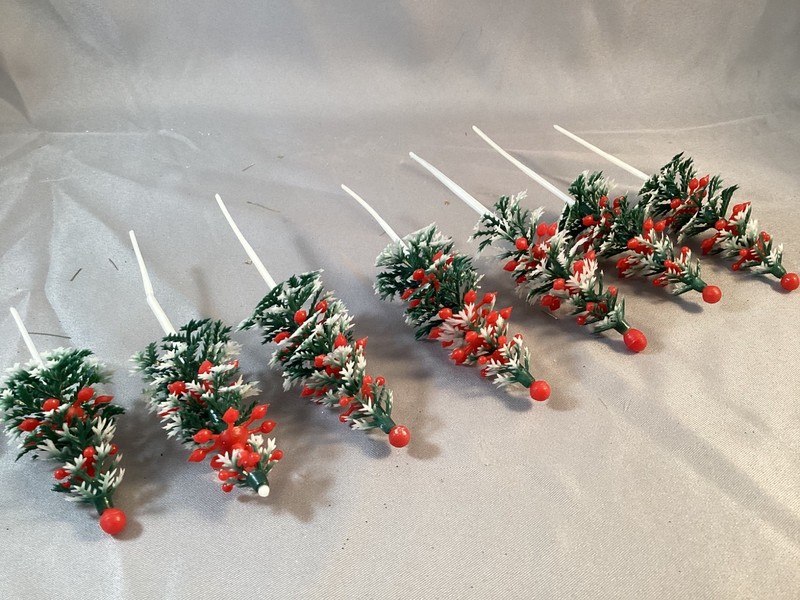 Vintage set of 7 Christmas Tree Cake Toppers – Great for Crafting as Well!