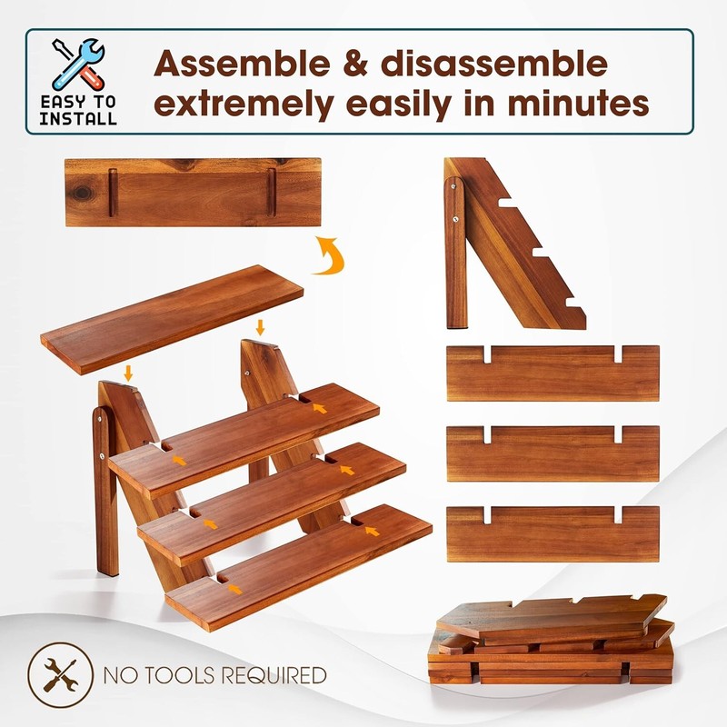 Versatile 4-Tier Wooden Cake Stand - Eco-Friendly Acacia for Decorative Tables gallery