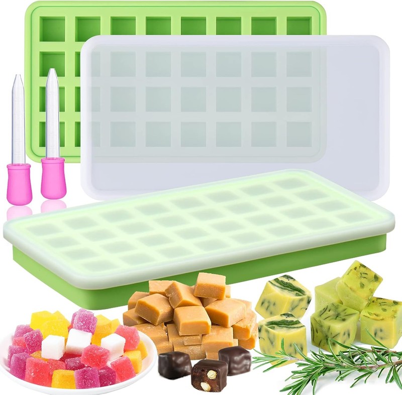 2Pcs Silicone Molds for Herb-Infused Oil Cubes, 32 Cavity Candy Gummy