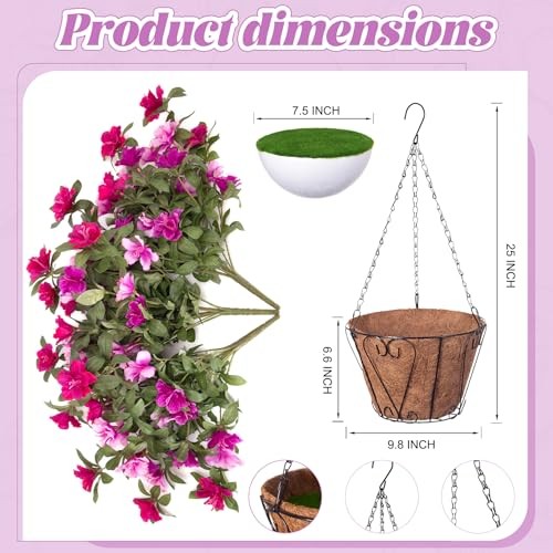 Artificial Hanging Flowers for Outdoors X-purple-red Pink Lotus With Basket gallery