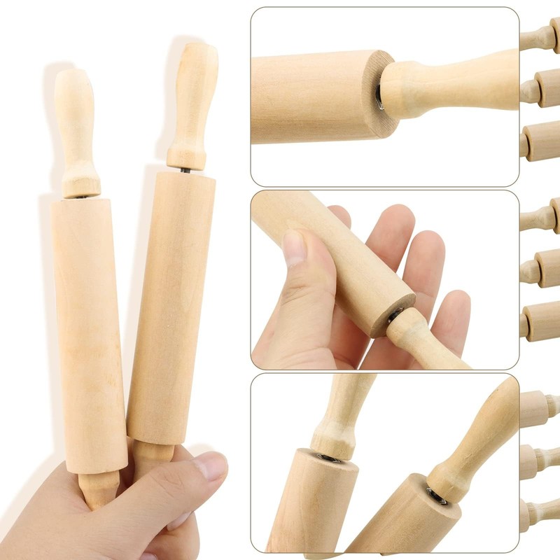6 Pack 8 Inch Mini Wood Rolling Pin,Great for Children Kids Girls and Boys,Sm... gallery