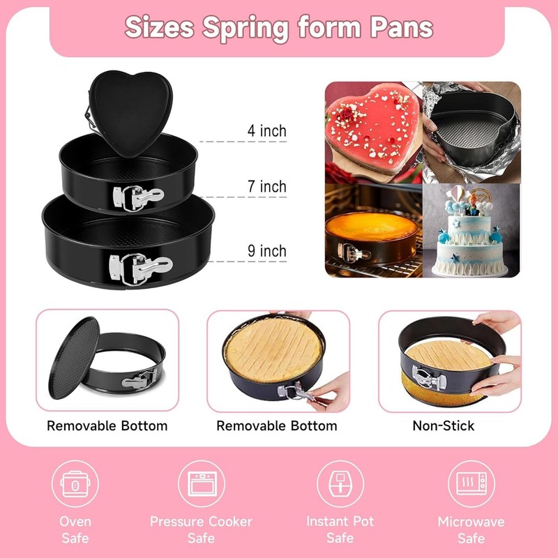 Cake Decorating Kit with Turntable and Springform Pans, Numbered Piping Tips gallery