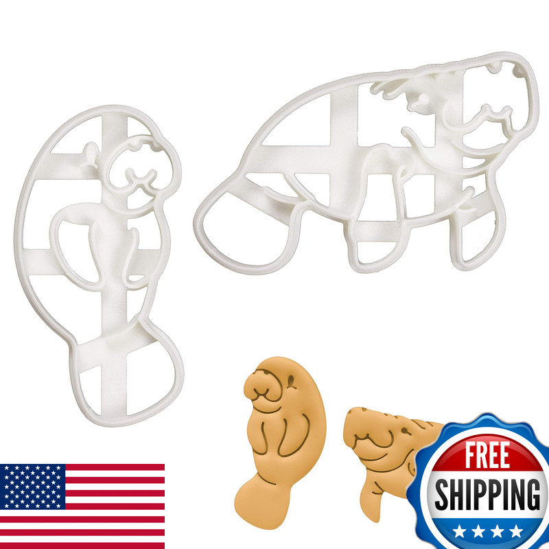 Set Of 2 Manatee Cookie Cutters Designs Cute Realistic 2 Pieces – Bakerlogy