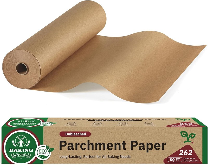 Unbleached 15in x 210ft Parchment Paper Roll for Baking- 262 Sq.Ft with