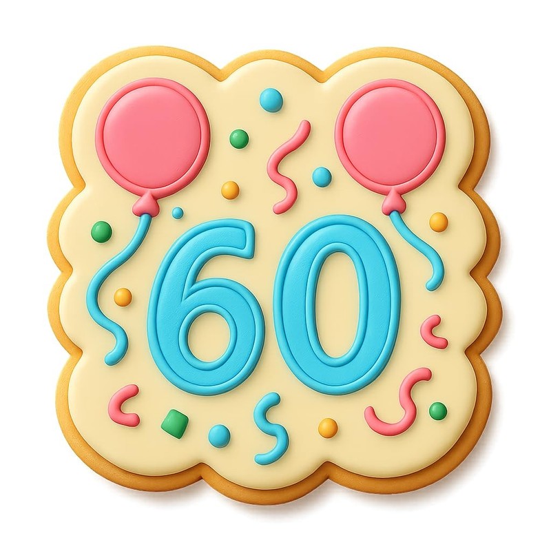 Festive 60th Celebration Cookie Cutter & Stamp, Fondant & Clay - 4x4 gallery