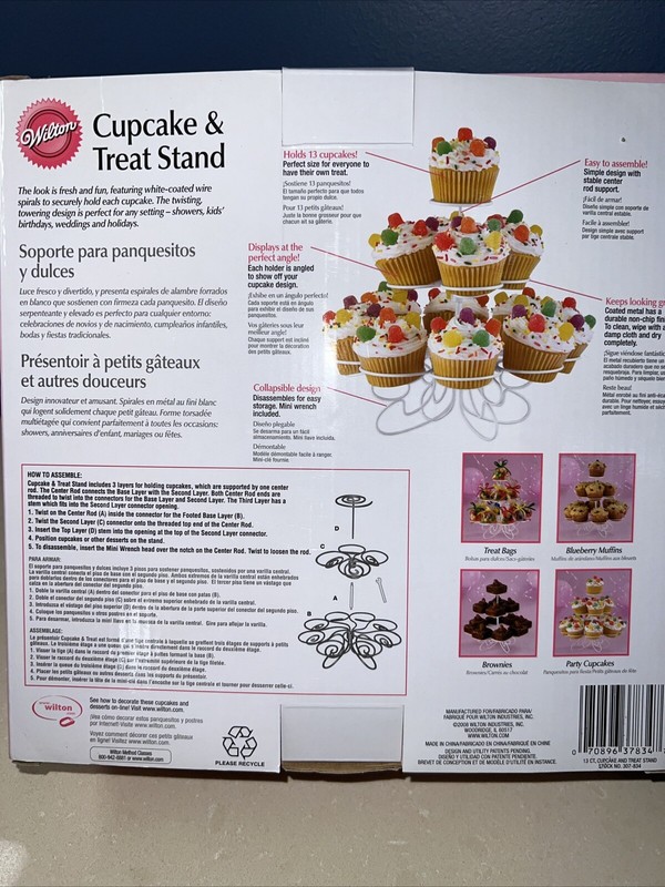Wilton Cupcake Dessert Treat Three Tier Stand Holds 13 Cupcakes 307-834 NEW gallery