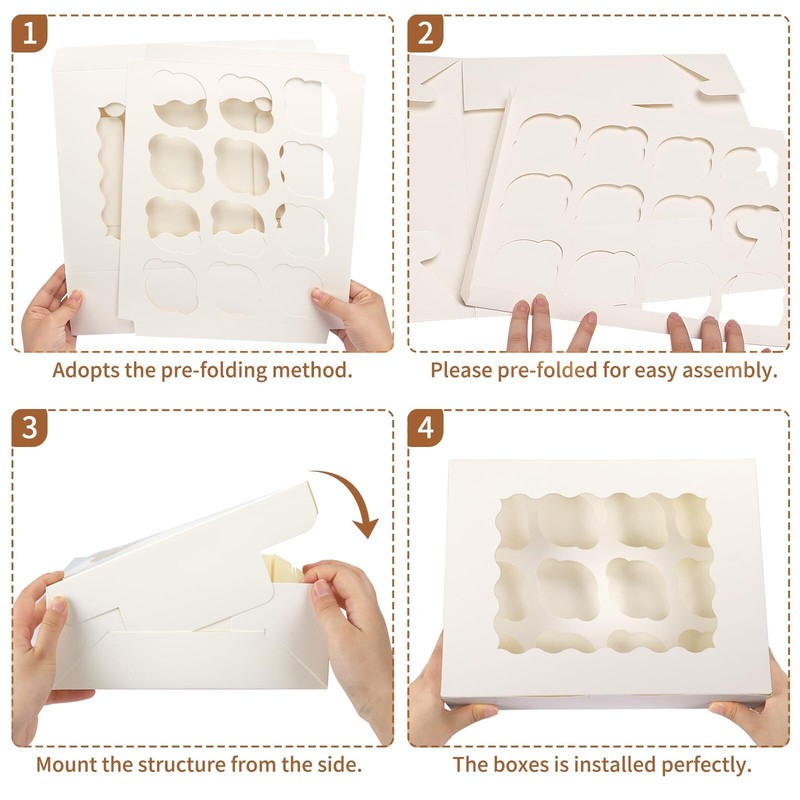 20pcs Cupcake Boxes, Cupcake Boxes 12 Count, 13x10x3.5 Inch White Containers gallery