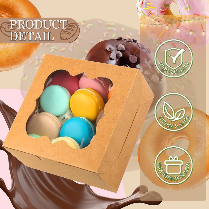 65PCS Bakery Boxes with Window 6x6x3 Inches 5 Cookie Boxes Small Pastry Boxes... gallery
