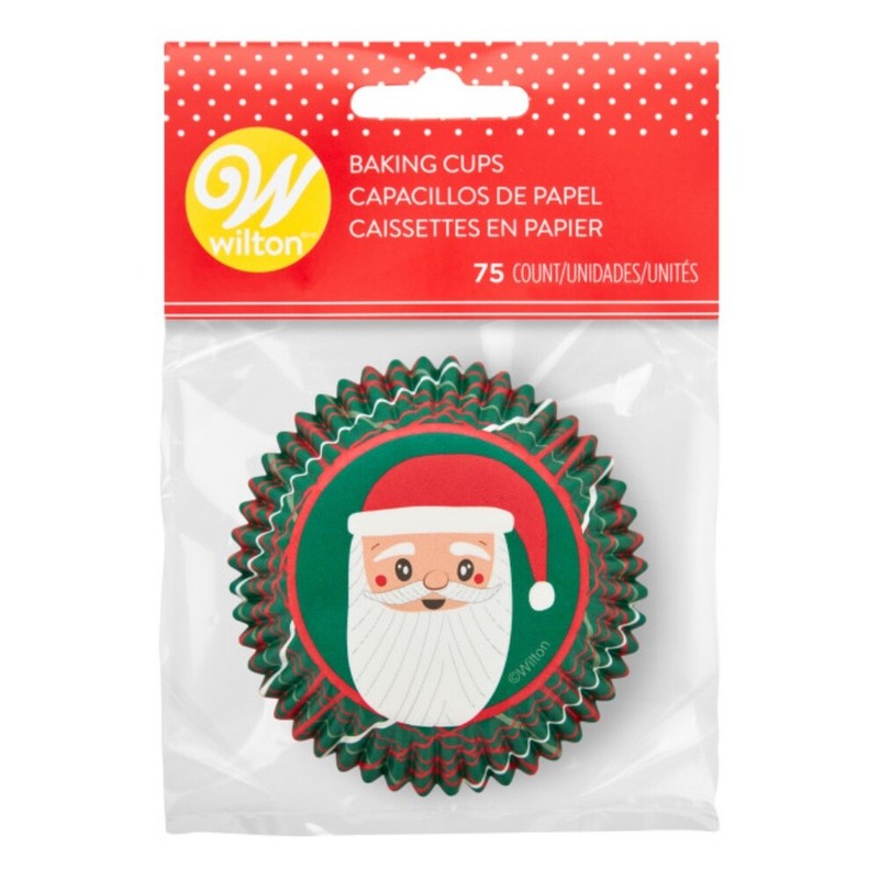 Wilton 75 ct Christmas Holiday Santa Cupcake Liners Baking Treat Cups Party