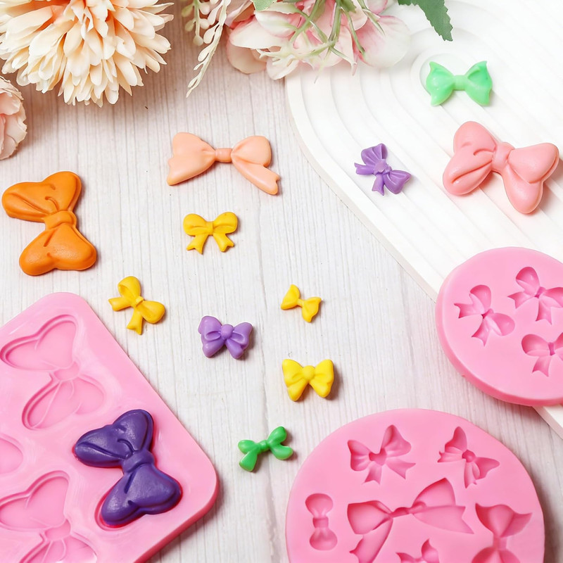 Bow Silicone Mold, 3 Pack Mini Bows Fondant Molds Bowknot Candy Chocolate Mold gallery