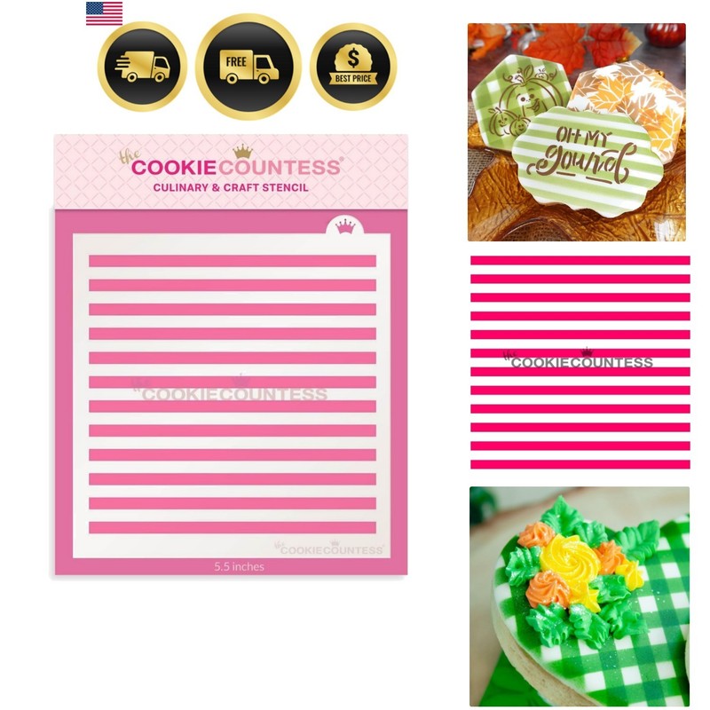 Cookie Stencil Narrow Stripe Food Safe Plastic 5.5 inch All Occassion