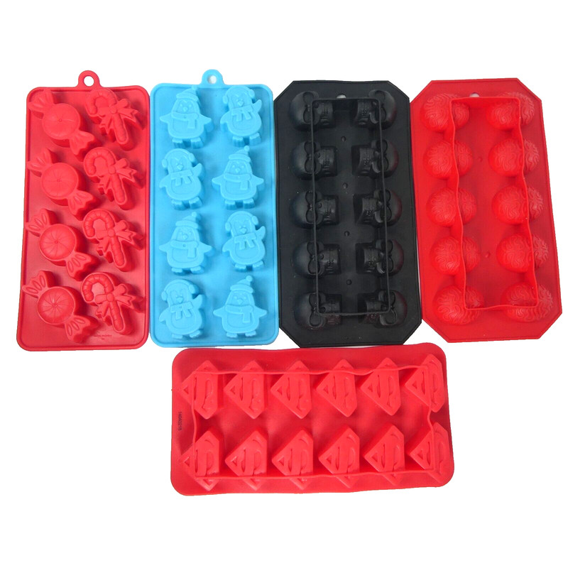 5 Silicone Molds Ice Soap Wax Resin Candy Cookie Halloween Christmas Superman