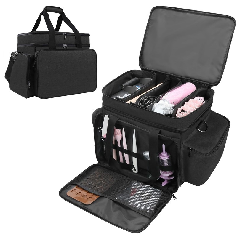 TUSIASC Baking Supplies Storage Bag for Bakers/Pastry Chefs, Large, Black