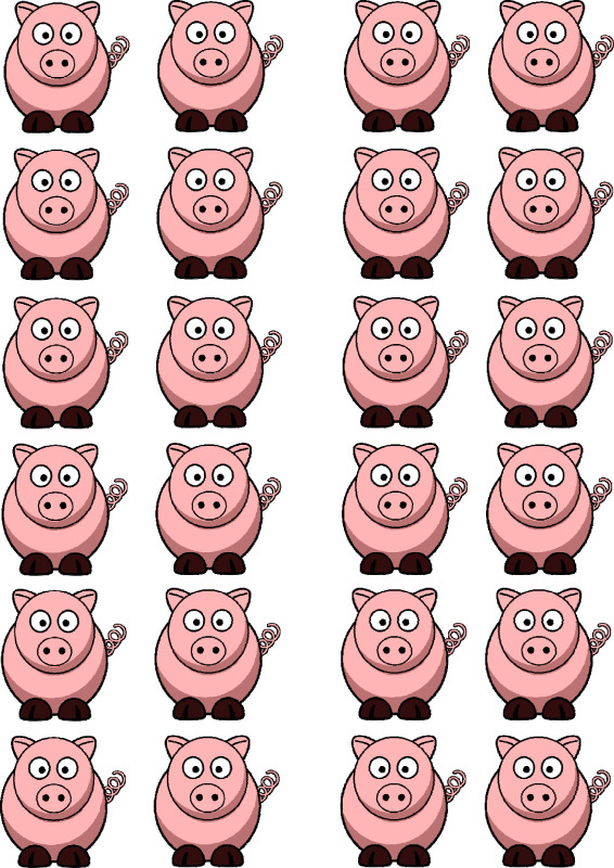 Pig Animal Edible Wafer Paper Cupcake Topper x 24