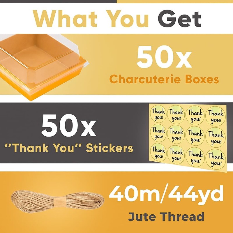 50 Pack Small Charcuterie Boxes with Clear Lids - To Go Mini Charcuterie , Di... gallery