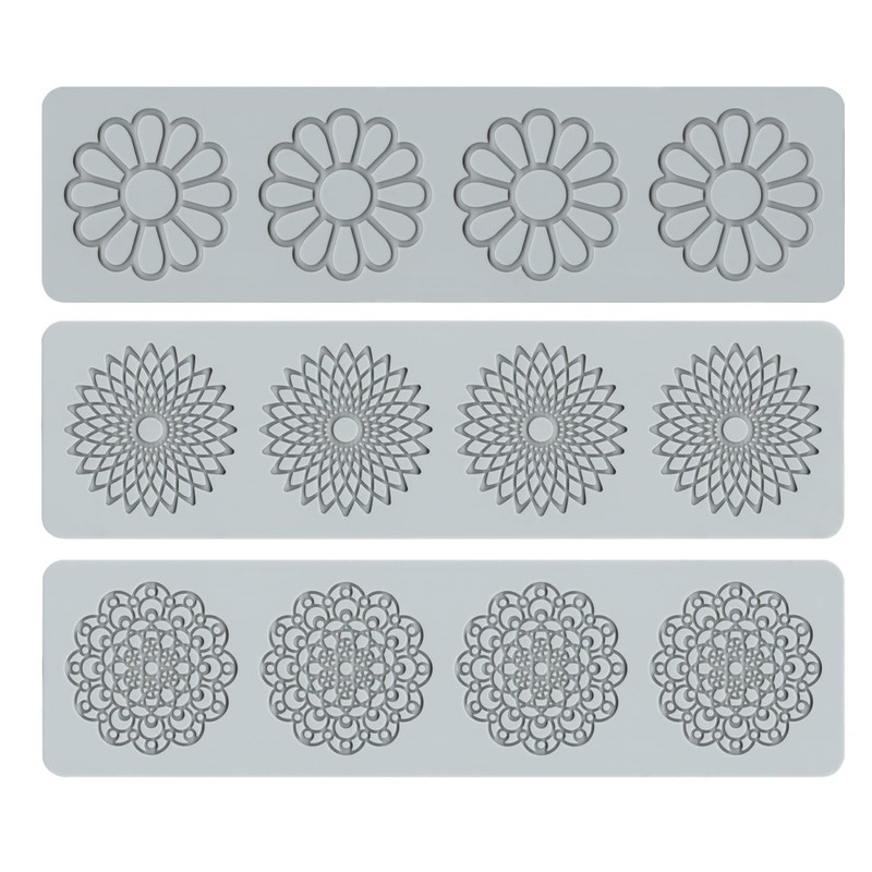 Embossing Lace Fondant Molds, Multi Circle Flowers Lace Mat Wedding Cake Deco…