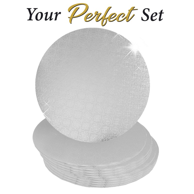 Silver Wraparound Cake Pastry Round Drum Board 1/4 Inch Thick 10 Inch Diamete... gallery