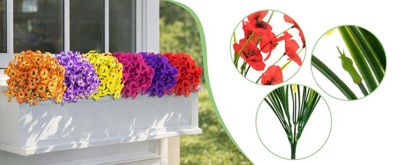 18 Bundles Artificial Flowers Outdoor Fake Flowers Pansies Faux gallery