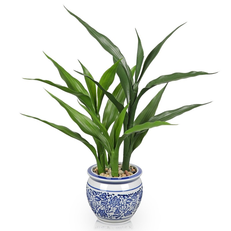 Villa Como Artificial Potted Plants Indoor Home Decor 16.5 Tall Fake Lucky