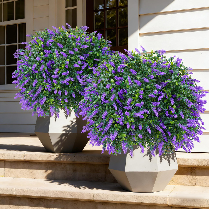 Evernature Artificial Lavender Topiary Ball Trees 2 Set Of Uv Resistant Fake