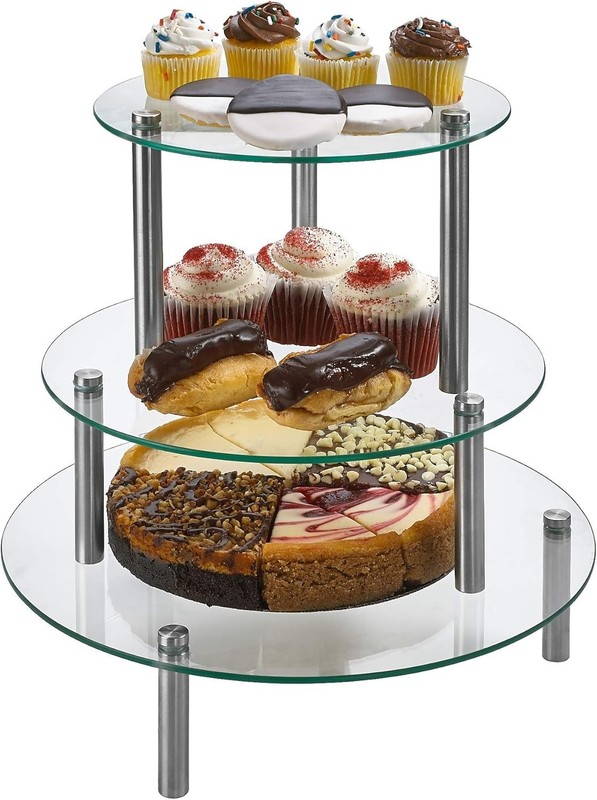 3 Tier Round Tempered Glass Display Stand 9, 11, 13” for Cake, Cupcakes, Dess... gallery